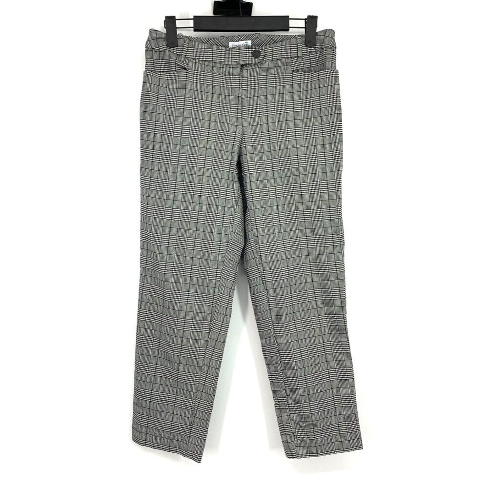 Calvin Klein Pants Glen Plaid Black Straight Leg Ankle Crop MidRise